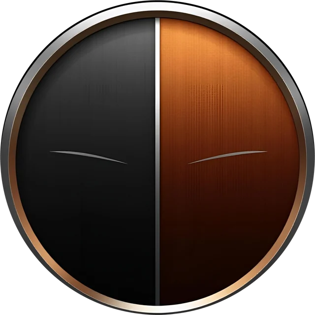 The melloWare mark: a circle split black and amber, two closed eyes